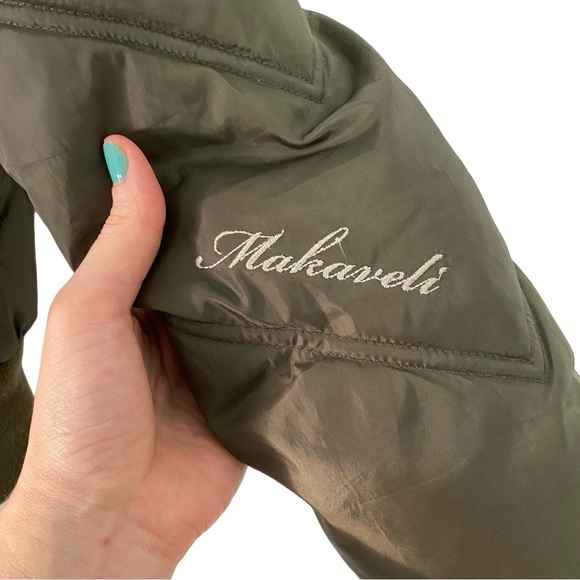 Vintage Y2K Makaveli Puffer Jacket Womens Size Medium Down Hooded Green Puffy - Picture 8 of 14